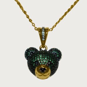Oso verde esmeralda de chapa de oro de 18k - Image 1