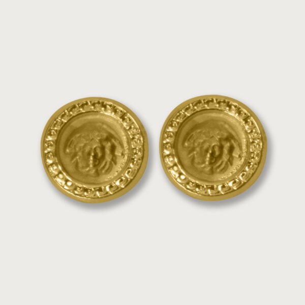 AU-MX-10K-YG-BR-M-D-FO-001 Broqueles de oro 10K con diseño de cabeza de león, elegante y audaz, perfecto para un toque de lujo y sofisticación en tu estilo.