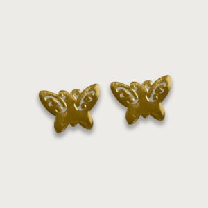 Aretes mariposa elegante de chapa de oro 18K - Image 2