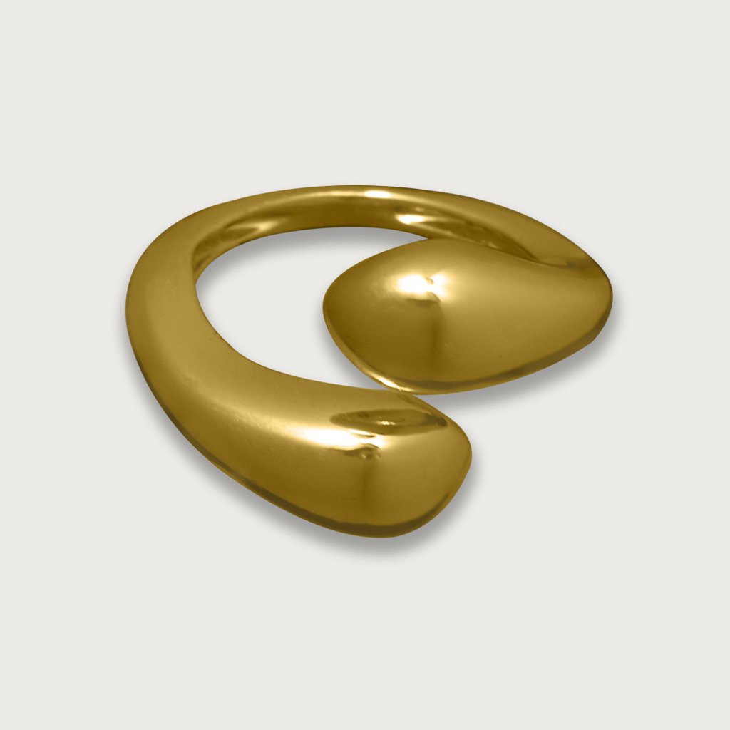 Anillo de chapa de oro 18K con diseño orgánico, fluido y pulido, una pieza elegante y moderna para un estilo único.
