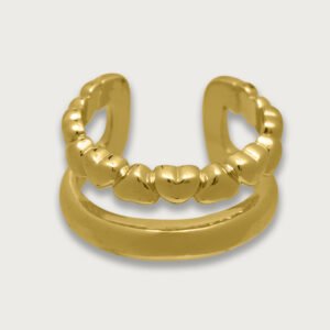 Anillo ajustable de corazones de chapa de oro 18K - Image 1