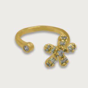 Anillo ajustable de flor de chapa de oro 18K - Image 1
