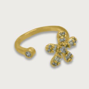 Anillo ajustable de flor de chapa de oro 18K - Image 2
