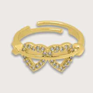 Anillo con corazones de chapa de oro 18K - Image 1