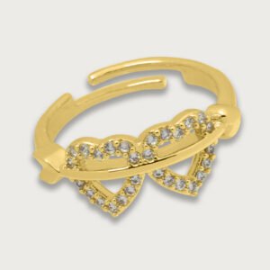 Anillo con corazones de chapa de oro 18K - Image 2
