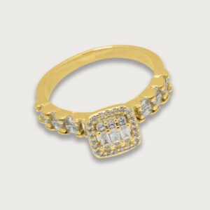 Anillo de zirconia blanca cuadrada de chapa de oro 18K - Image 2