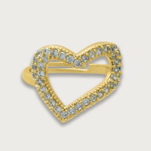 Anillo ajustable con corazón de chapa de oro 18K - Image 1