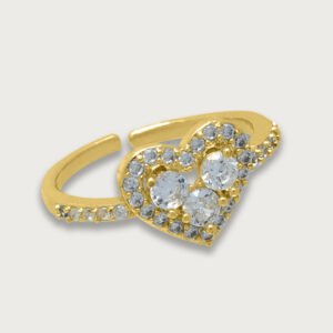 Anillo con corazón y zirconias blancas de chapa de oro 18K - Image 2