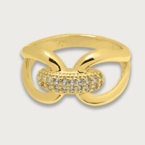 Anillo con eslabón central de chapa de oro 18K - Image 1