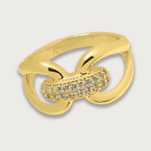 Anillo con eslabón central de chapa de oro 18K - Image 2