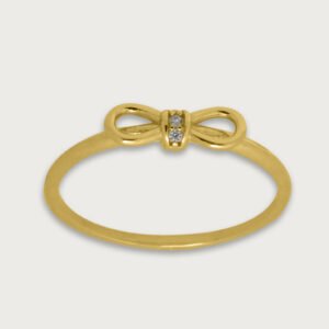 Anillo de Oro 10K con Moño Delicado y Brillantes - Image 1
