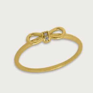 Anillo de Oro 10K con Moño Delicado y Brillantes - Image 2