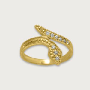 Anillo de Oro 10K con Diseño de Serpiente y Brillantes - Image 1