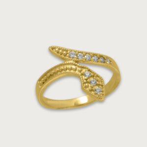 Anillo de Oro 10K con Diseño de Serpiente y Brillantes - Image 2