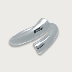 Anillo abierto diseño fluido de chapa de oro blanco 18K - Image 2