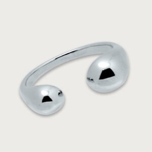 Anillo Abierto de Chapa de Oro Blanco 18K con Puntas Redondeadas - Image 2