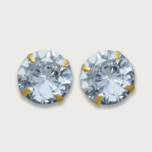 Broquel de zirconia blanca de oro amarillo de 10K - Image 1