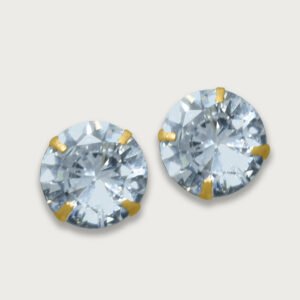 Broquel de zirconia blanca de oro amarillo de 10K - Image 2