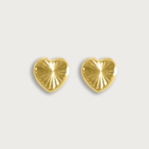 Broquel de corazón diamantado de oro amarillo de 10K - Image 1