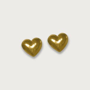 Broquel de corazón pulido de oro amarillo de 10K - Image 2