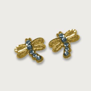 Broquel de libélula con zirconias blancas de oro amarillo 10K - Image 2