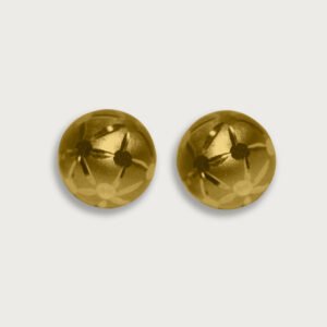 Aretes de bola floral de oro amarillo 10K - Image 1