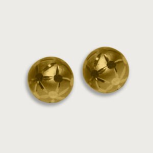 Aretes de bola floral de oro amarillo 10K - Image 2