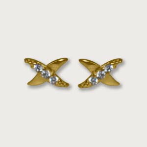 Aretes paloma mediana de oro amarillo 10K zirconias blancas. - Image 1