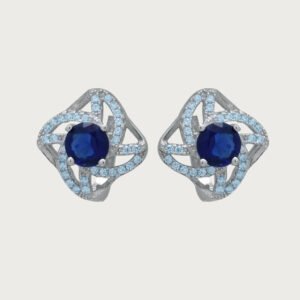 Aretes con Circonia Azul de Plata Italiana 925 de ley - Image 1