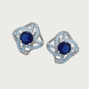 Aretes con Circonia Azul de Plata Italiana 925 de ley - Image 2
