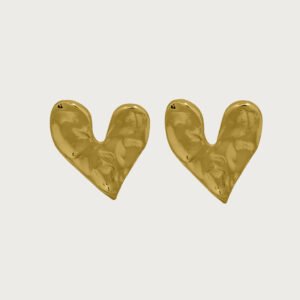 Aretes de Corazón de Chapa de Oro de 18K - Image 1