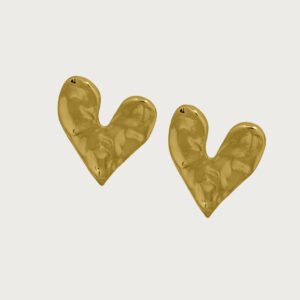 Aretes de Corazón de Chapa de Oro de 18K - Image 2