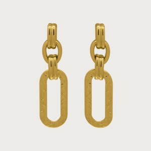 Aretes Colgantes de Eslabones de chapa de oro de 18K - Image 1