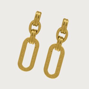 Aretes Colgantes de Eslabones de chapa de oro de 18K - Image 2