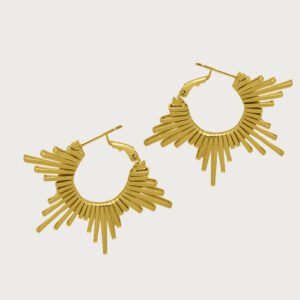 Aretes Radiante de Sol de chapa de Oro de 18k - Image 1