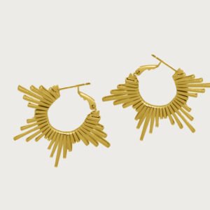 Aretes Radiante de Sol de chapa de Oro de 18k - Image 2