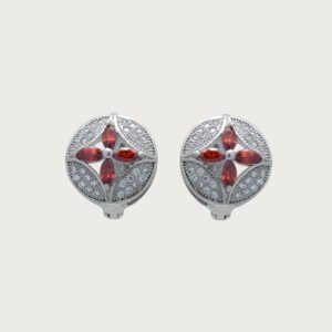 Aretes de Plata Italiana con Circonias en Diseño Floral - Image 1