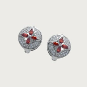 Aretes de Plata Italiana con Circonias en Diseño Floral - Image 2