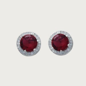 Aretes con Deslumbrante Centro Rojo de Plata Italiana de ley 925 - Image 1