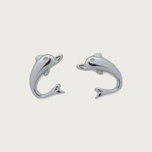 Elegancia Marina Aretes de Delfín de Plata Italiana de ley 925 - Image 1