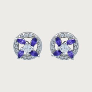 Aretes Florales de Circonia de Plata Italiana de ley 925 - Image 1
