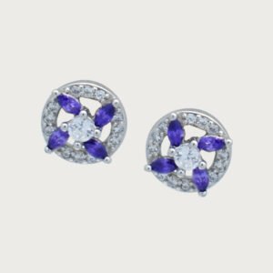 Aretes Florales de Circonia de Plata Italiana de ley 925 - Image 2