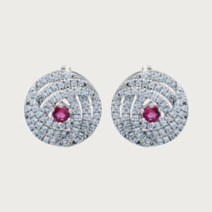 Aretes con Resplandor Circular de Plata Italiana de ley 925 - Image 1