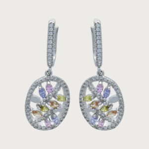 Aretes Diseño Floral Multicolor Italianos de Plata de ley 925 - Image 1