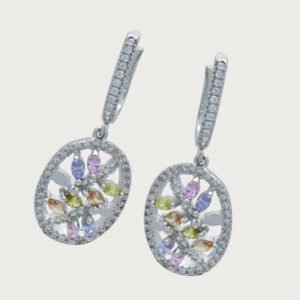 Aretes Diseño Floral Multicolor Italianos de Plata de ley 925 - Image 2